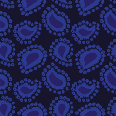 Mavi Paisley, moda tekstil, grafik, arka plan ve el sanatları için soyut ve kusursuz desen tasarımı