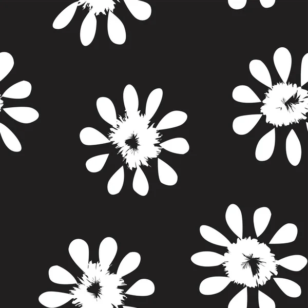 ファッション繊維 グラフィック 背景や工芸品のためのモノクロームディッシー花シームレスパターンデザイン — ストックベクタ