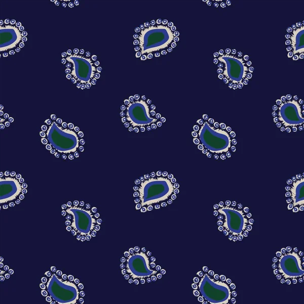 Mavi Paisley, moda tekstil, grafik, arka plan ve el sanatları için soyut ve kusursuz desen tasarımı