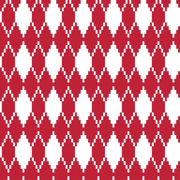 Piros Argyle Fair Isle Zökkenőmentes Minta Design Kötött Divat Textil — Stock Vector