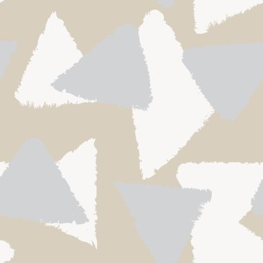 Moda tekstil ve grafikleri için nötr renk geometrik üçgenler kusursuz desen tasarımı