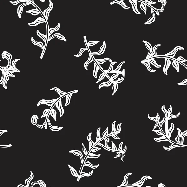 Nahtloses Monochromes Tropical Leaf Muster Für Modetextilien Grafiken Und Kunsthandwerk — Stockvektor