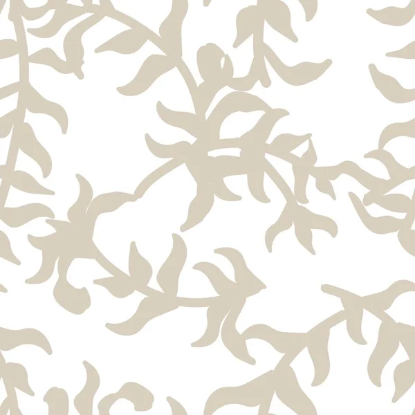 中性色熱帯葉シームレスパターンデザイン用ファッション繊維 グラフィックや工芸品 — ストックベクタ