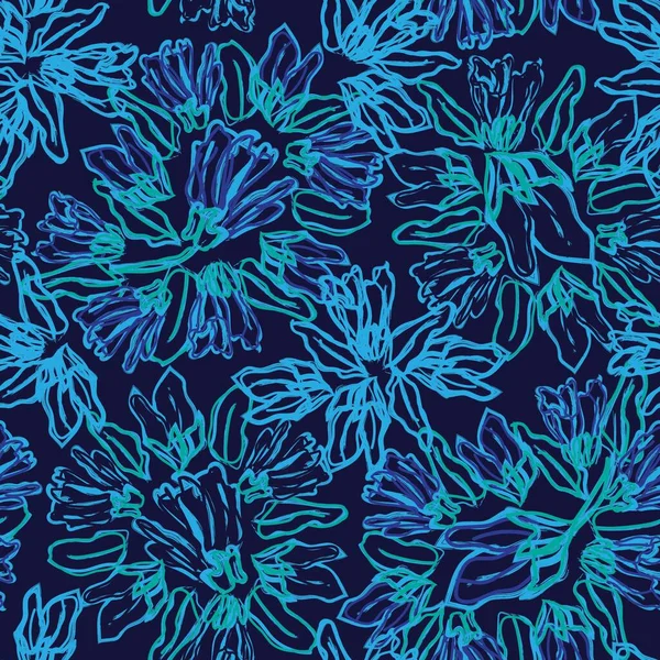 Blue Paisley Abstraktes Nahtloses Musterdesign Für Modetextilien Grafiken Hintergründe Und — Stockvektor