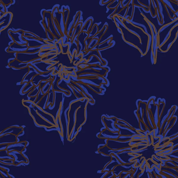 Blue Abstract Bloemen Naadloos Patroon Ontwerp Voor Mode Textiel Graphics — Stockvector