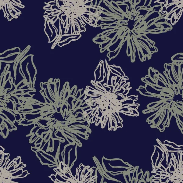 Neutrale Kleur Abstract Bloemen Naadloos Patroon Ontwerp Voor Mode Textiel — Stockvector