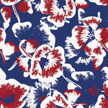 Moda tekstil, grafik, arka plan ve el sanatları için Mavi Soyut Çiçeksiz desenli tasarım