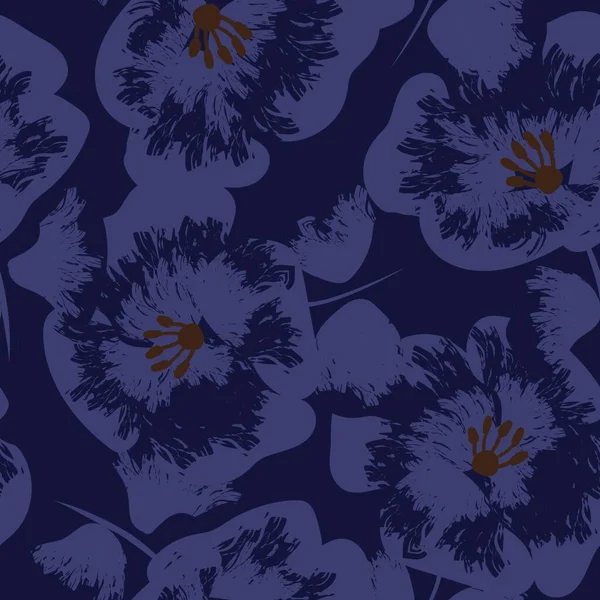 Blue Abstract Bloemen Naadloos Patroon Ontwerp Voor Mode Textiel Graphics — Stockvector