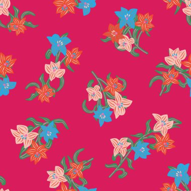 Moda tekstil, grafik, arka plan ve el sanatları için renkli doğulu çiçek desensiz arkaplan