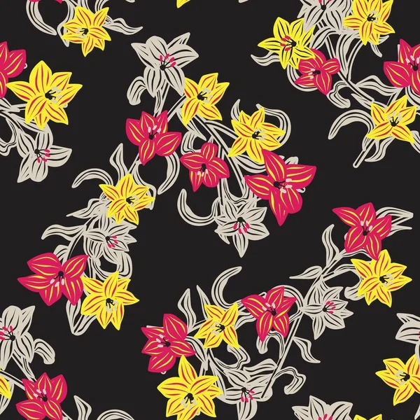 Moda Tekstil Grafik Arka Plan Sanatları Için Renkli Doğulu Çiçek — Stok Vektör