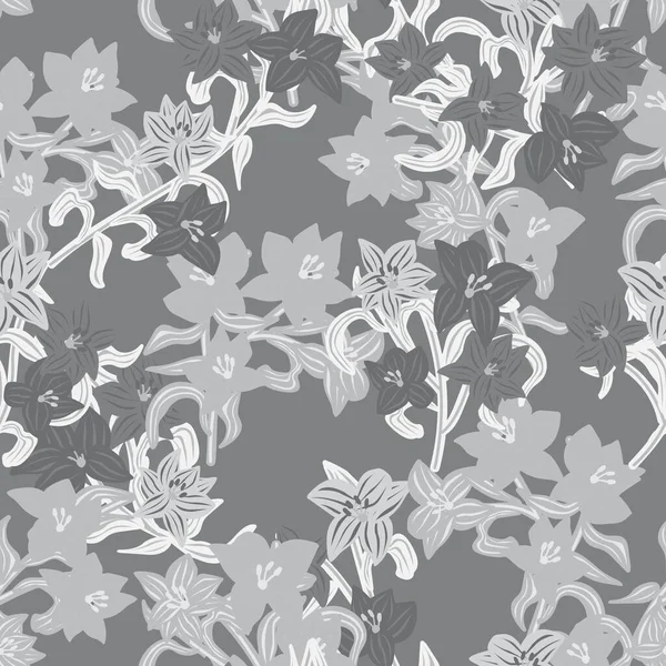 Monochrome Oriental Floral Fond Motif Sans Couture Pour Les Textiles — Image vectorielle
