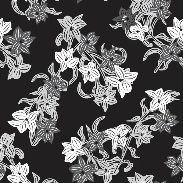 Monochrome Oriental Floral Fond Motif Sans Couture Pour Les Textiles — Image vectorielle