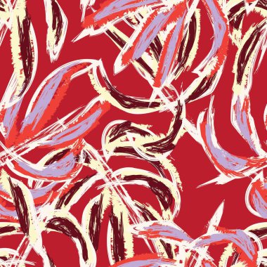 Moda tekstil, grafik ve el sanatları için Kırmızı Tropik Yaprak kusursuz desen tasarımı