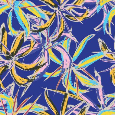 Moda tekstil, grafik, arka plan ve el sanatları için Mavi Soyut Çiçeksiz desenli tasarım