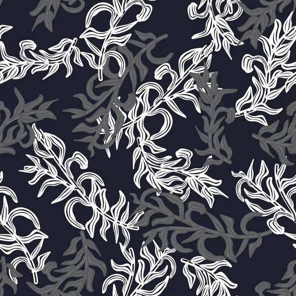Монохромный Рисунок Leaf Швов Модных Текстилей Графики Крафтов — стоковый вектор