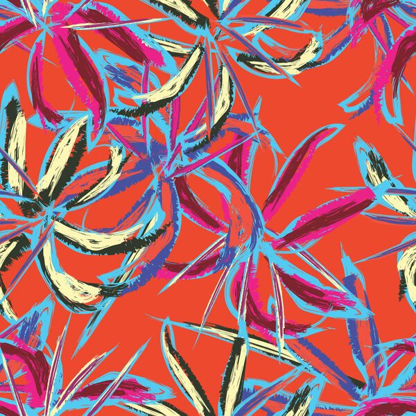 Красочные Абстрактные Цветочные бесшовные рисунки для модного текстиля, графики, фона и ремесел