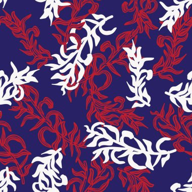 Moda tekstil, grafik ve el sanatları için Kırmızı Tropik Yaprak kusursuz desen tasarımı