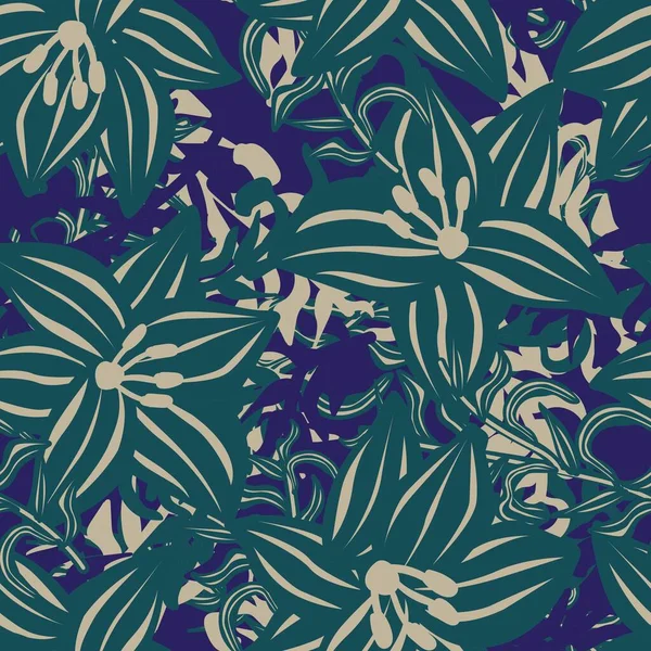 緑の花のシームレスなパターンの背景のためのファッション繊維 グラフィック 背景や工芸品 — ストックベクタ