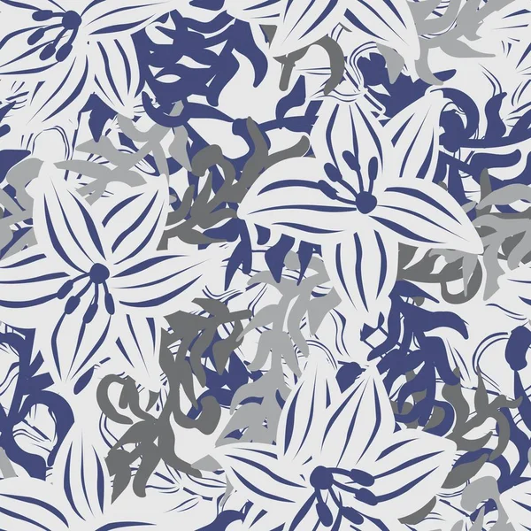 Blå Blommig Sömlös Mönster Bakgrund För Mode Textilier Grafik Bakgrunder — Stock vektor