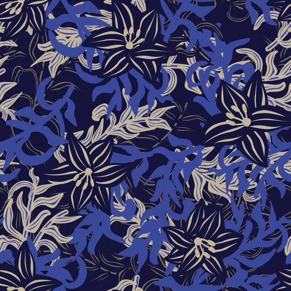 Fundo Padrão Sem Costura Floral Azul Para Têxteis Moda Gráficos — Vetor de Stock
