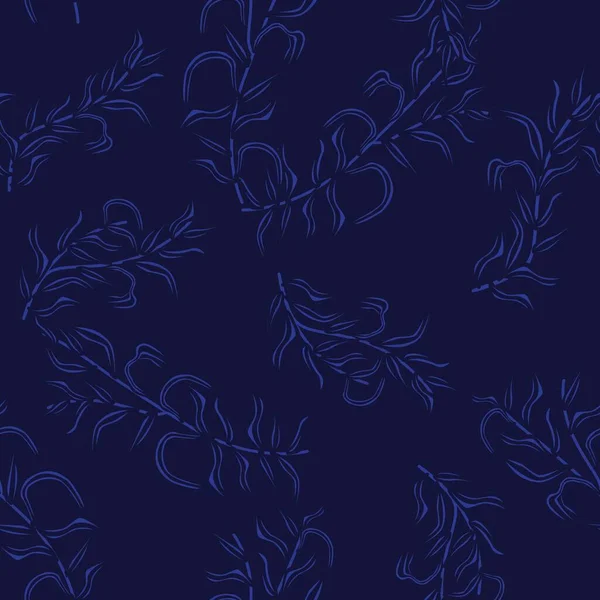蓝色热带叶无缝图案设计 用于时尚纺织品 图形和工艺品 — 图库矢量图片