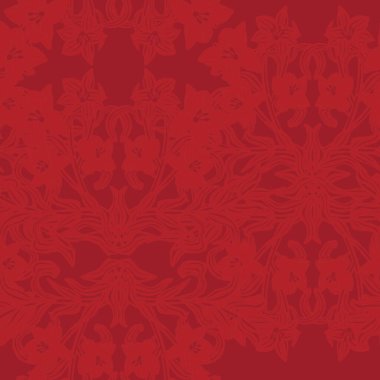 Moda tekstil ve grafikleri için kırmızı simetrik çiçek desensiz desen tasarımı