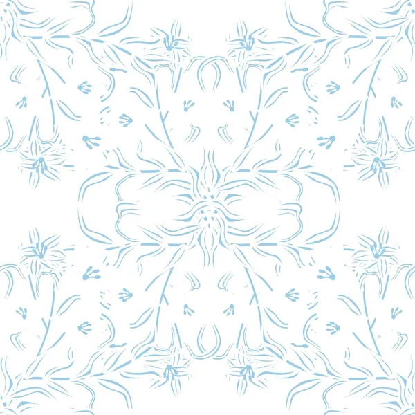 Moda Tekstil Grafikleri Için Pastels Symmetric Floral Kusursuz Desen Tasarımı — Stok Vektör