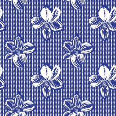 Moda tekstil ve grafikleri için mavi çiçek desenli kusursuz desen tasarımı