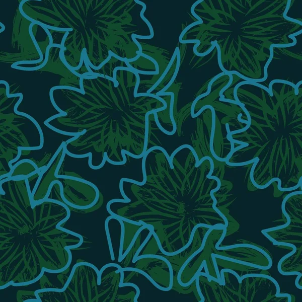 Green Abstract Floral Bezszwowy Wzór Projektowania Dla Tekstyliów Mody Grafiki — Wektor stockowy