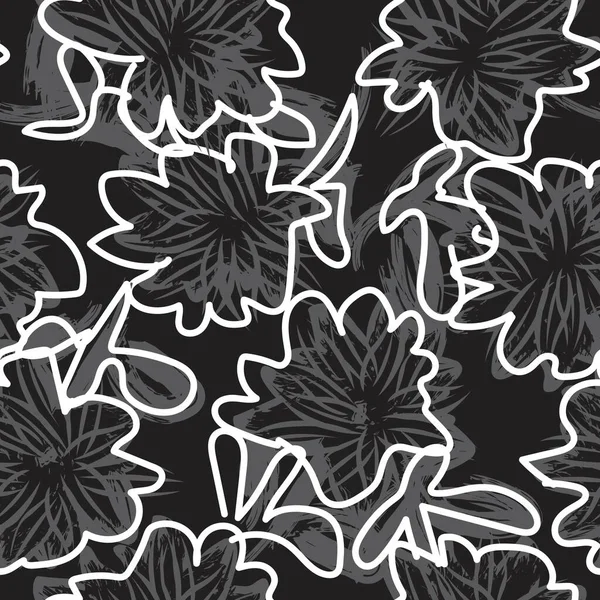 Абстрактный Монохромный Цветочный Дизайн Текстиля Графики Фона Ремесел — стоковый вектор