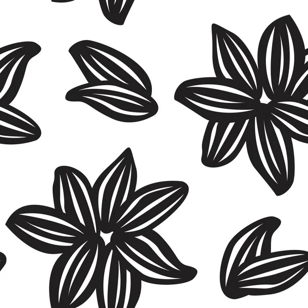Fundo Padrão Sem Costura Floral Monocromático Para Têxteis Moda Gráficos — Vetor de Stock