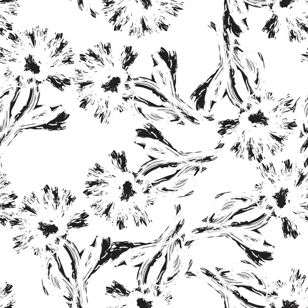 Monochrome Abstrait Floral Design Motif Sans Couture Pour Les Textiles — Image vectorielle