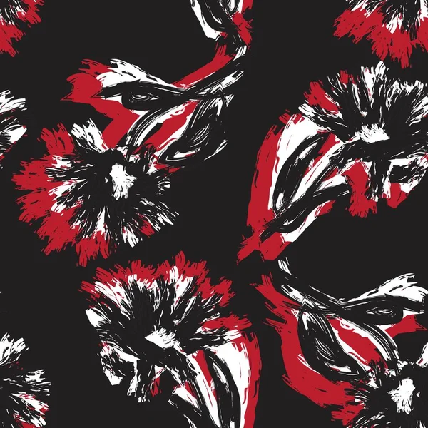赤い抽象花のシームレスなパターンデザインのためのファッション繊維 グラフィック 背景や工芸品 — ストックベクタ