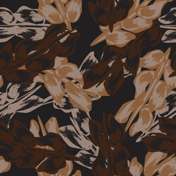 Neutral Colour Tropical Leaf Seamless Pattern Design Fashion Textiles Graphics — Stock Vector