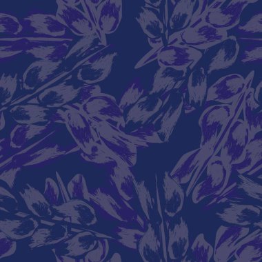 Moda tekstil, grafik ve el sanatları için Mavi Tropikal Yaprak kusursuz desen tasarımı