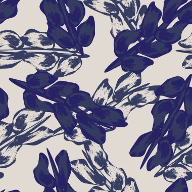 Moda tekstil, grafik ve el sanatları için Mavi Tropikal Yaprak kusursuz desen tasarımı