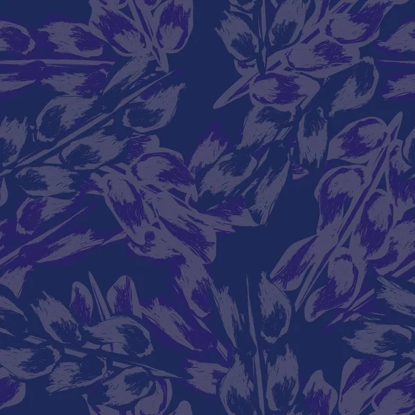 Blue Tropical Leaf Sömlös Mönster Design För Mode Textilier Grafik — Stock vektor