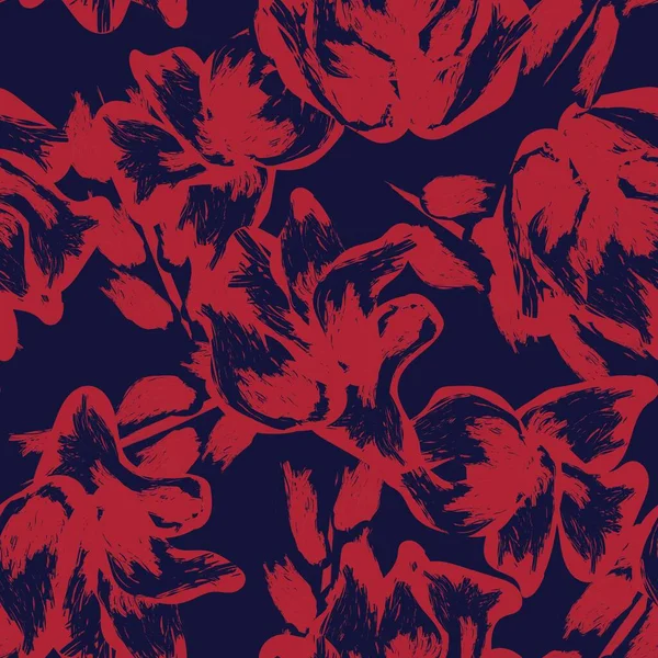 Red Abstract Floral Nahtloses Muster Design Für Modetextilien Grafiken Hintergründe — Stockvektor