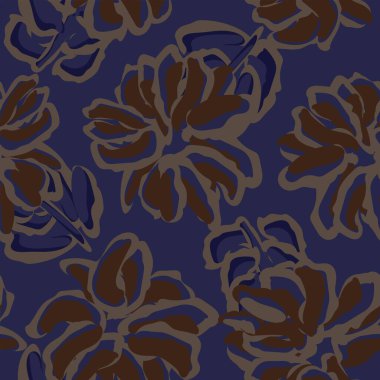 Moda tekstil, grafik, arka plan ve el sanatları için Mavi Soyut Çiçeksiz desenli tasarım