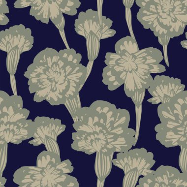 Tarafsız Renkli Botanik Çiçeksiz Moda Tekstil, grafik, arka plan ve el sanatları tasarımı