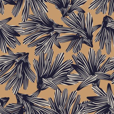 Tarafsız Renkli Botanik Çiçeksiz Moda Tekstil, grafik, arka plan ve el sanatları tasarımı