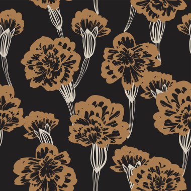 Tarafsız Renkli Botanik Çiçeksiz Moda Tekstil, grafik, arka plan ve el sanatları tasarımı