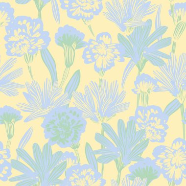 Pastels Botanik Çiçek desensiz moda tekstil, grafik, arka plan ve el sanatları tasarımı