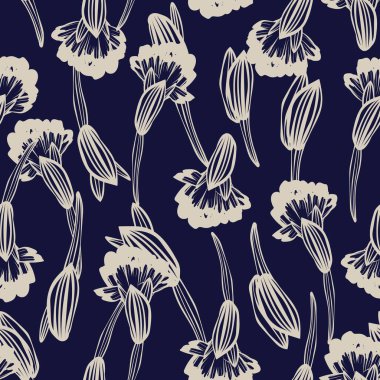 Tarafsız Renkli Botanik Çiçeksiz Moda Tekstil, grafik, arka plan ve el sanatları tasarımı