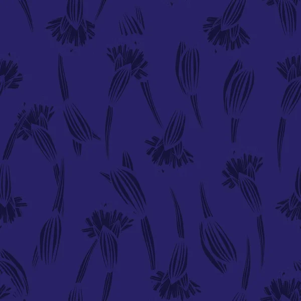 Blue Botanical Floral Цветочный Дизайн Безseamless Узор Модных Текстилей Графики — стоковый вектор