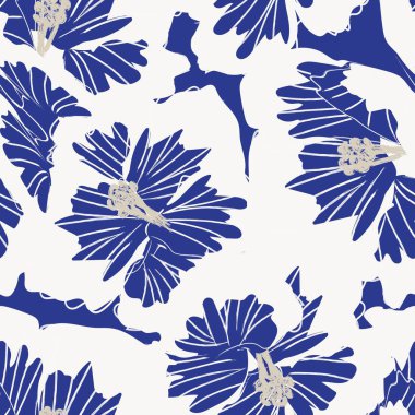 Moda tekstil, grafik, arka plan ve el sanatları için Mavi Soyut Çiçeksiz desenli tasarım