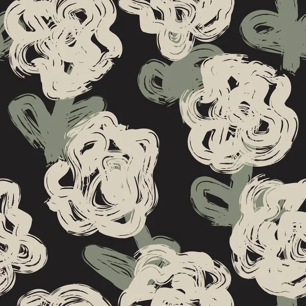 ニュートラルカラー抽象花シームレスパターンデザインのためのファッション繊維 グラフィック 背景や工芸品 — ストックベクタ