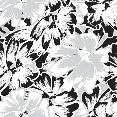 Moda tekstil, grafik, arkaplan ve el sanatları için tek renkli çiçek desensiz desen tasarımı