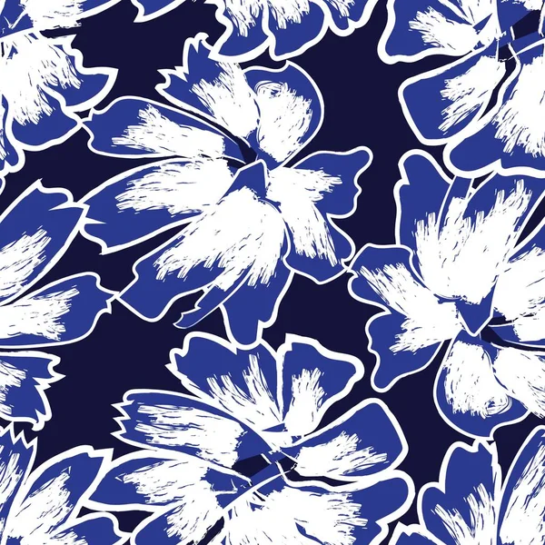 Bleu Abstrait Floral Design Sans Couture Pour Textiles Mode Graphiques — Image vectorielle