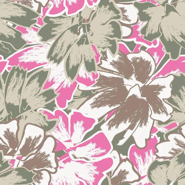 Neutrale Farbe Abstraktes Florales Nahtloses Muster Design Für Modetextilien Grafiken Stockvektor
